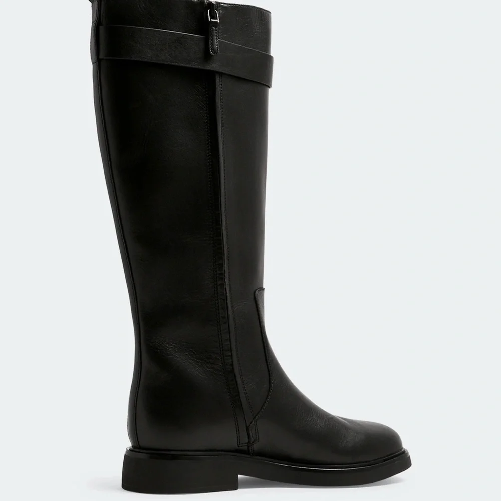 Tory Burch Black Leather Over-the-Knee Riding Boots
